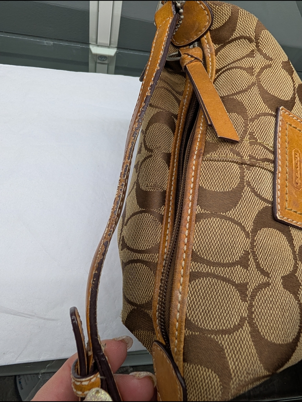 Coach Tan Signature Canvas Small Shoulder Bag - Picture 9 of 10
